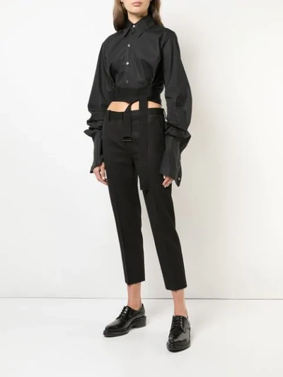 Shop Ann Demeulemeester Cropped Shirt - Black