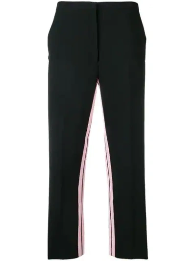 Shop N°21 Inner Stripe Cropped Trousers In Black