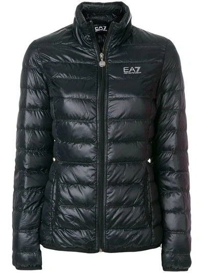 Shop Ea7 Logo Print Puffer Jacket In Black