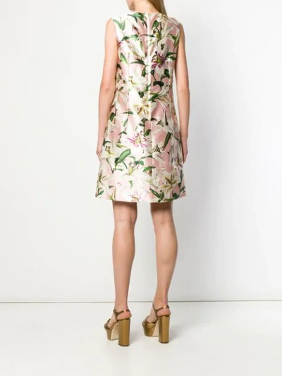 Shop Dolce & Gabbana Lily Print Satin Dress In Pink