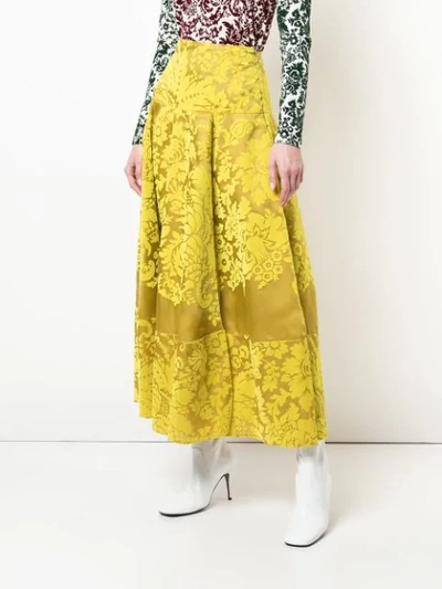 Shop Rosie Assoulin Floral Print Midi Skirt In Yellow