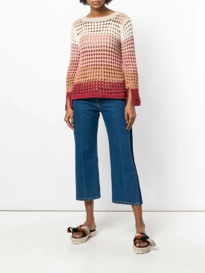 Shop See By Chloé Gradient Open Knit Sweater - Farfetch In Multicolour