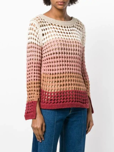 gradient open knit sweater
