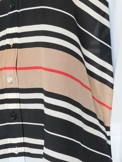 BURBERRY ICON STRIPE OVERSIZED SHIRT - 蓝色