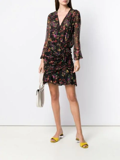 Shop Veronica Beard Floral Print Wrap Dress In Black