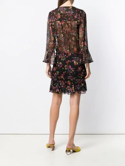 Shop Veronica Beard Floral Print Wrap Dress In Black