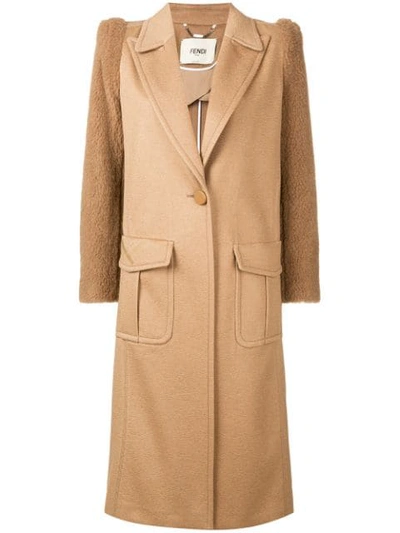 Shop Fendi Single Breasted Coat In Brown