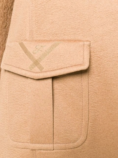 Fendi Teddy-sleeve One-button Camel Wool Men's-style Coat In Brown