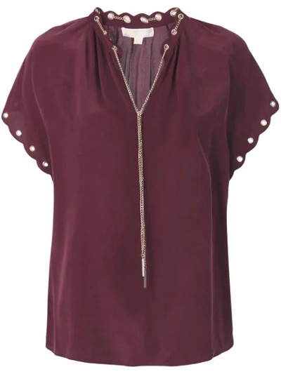 Shop Michael Michael Kors Chain Detailed Blouse In Red