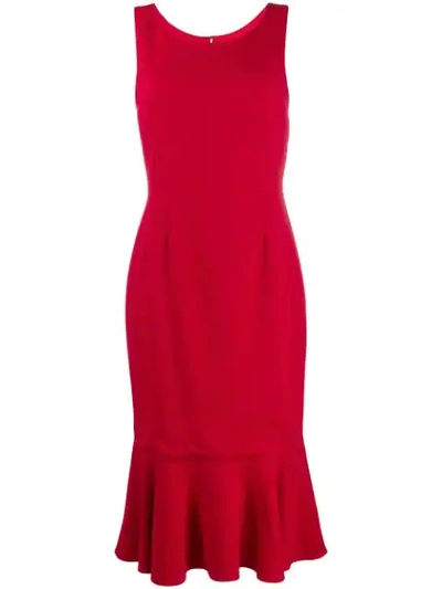 Shop Dolce & Gabbana Fitted Ruffle Dress In Red