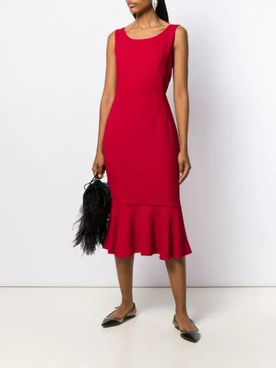 Shop Dolce & Gabbana Fitted Ruffle Dress In Red