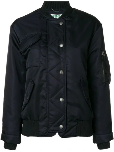 Shop Kenzo Boxy-fit Bomber Jacket In Blue