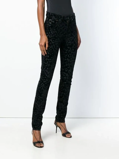 Shop Saint Laurent Leopard-print Skinny Jeans In Black