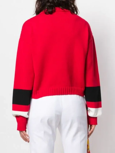 Shop Msgm Anchor Intarsia Jumper In Red