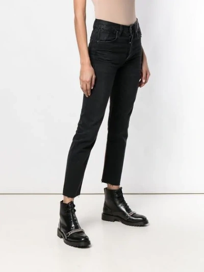Shop Jean Atelier Frayed Straight-leg Jeans In Black
