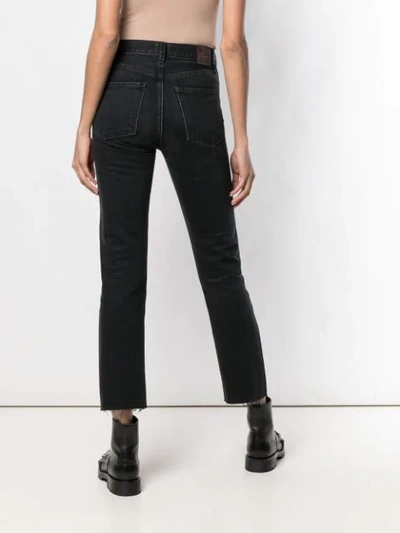 Shop Jean Atelier Frayed Straight-leg Jeans In Black