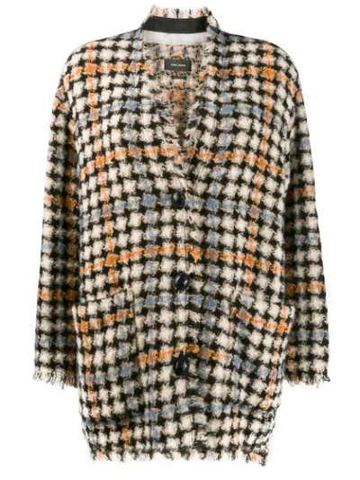 Shop Isabel Marant Oversized Check Print Knitted Coat In Neutrals