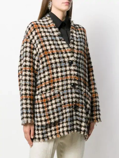 Shop Isabel Marant Oversized Check Print Knitted Coat In Neutrals