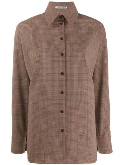 Shop Acne Studios Oversized Check Shirt In Brown