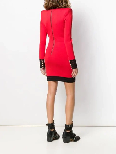 Shop Balmain Double-breasted Wrap Dress In Red