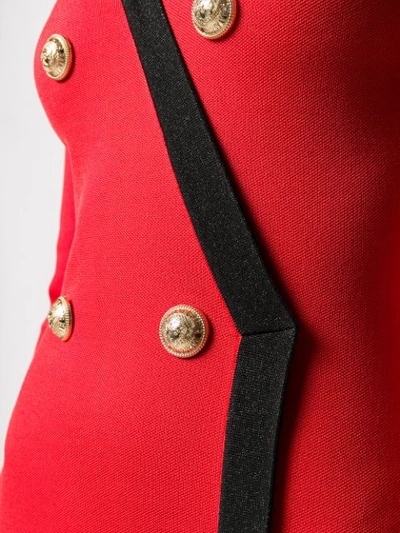 BALMAIN 双排扣裹身式连衣裙 - 红色