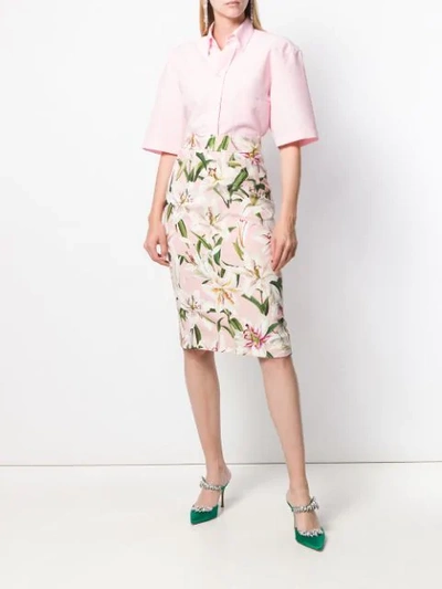 Shop Dolce & Gabbana Floral Midi Skirt In Pink
