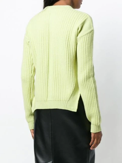 Shop Rick Owens Ribbed Side Slit Sweater In Green