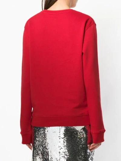 Shop Msgm Logo Print Sweatshirt In Red