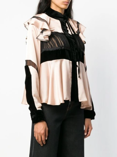 Shop Sacai Ruffled Front Blouse In Pink