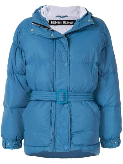 Shop Ienki Ienki Belted Puffer Jacket In Blue