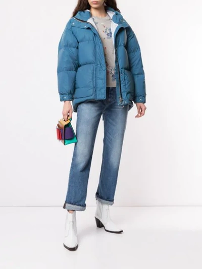 Shop Ienki Ienki Belted Puffer Jacket In Blue