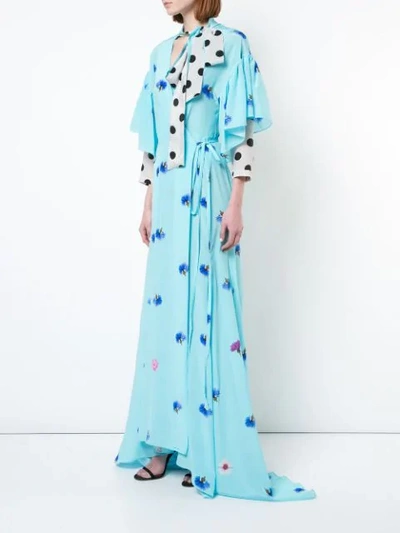 Shop Natasha Zinko Mixed Print Maxi Dress - Blue