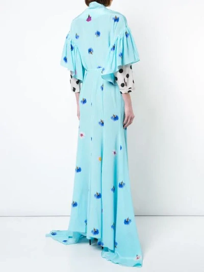 Shop Natasha Zinko Mixed Print Maxi Dress - Blue