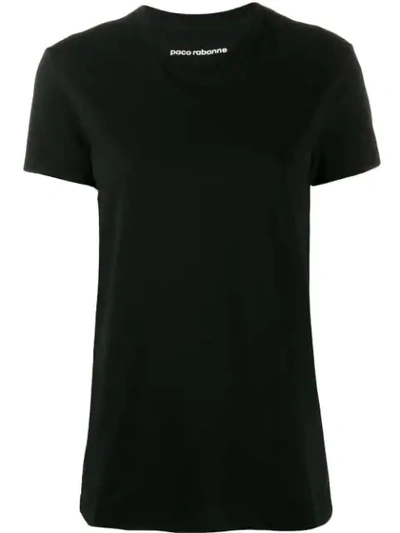 Shop Rabanne Logo Stripe T-shirt In Black