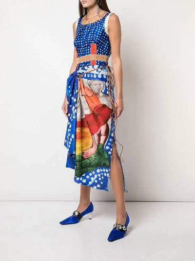 Shop Marni Mix Print Midi Dress In Blue