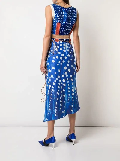 Shop Marni Mix Print Midi Dress In Blue