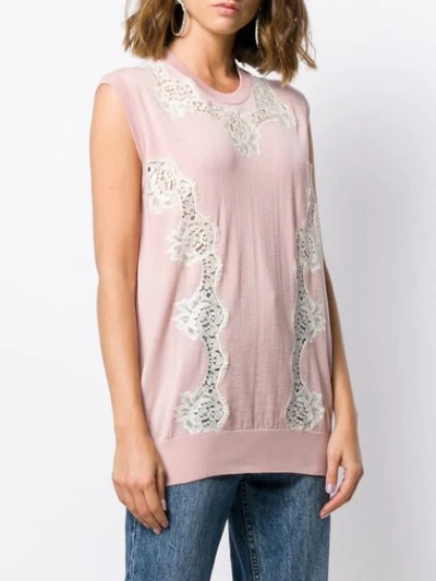 Shop Dolce & Gabbana Lace Panel Sleeveless Jumper In Pink