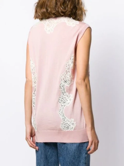 Shop Dolce & Gabbana Lace Panel Sleeveless Jumper In Pink