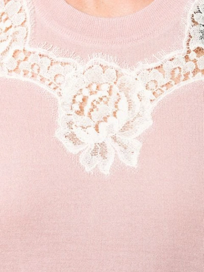 Shop Dolce & Gabbana Lace Panel Sleeveless Jumper In Pink