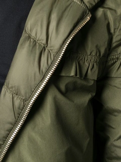 Shop Moncler Ruffle Trim Padded Coat In 81a