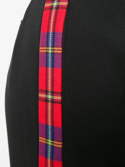 Shop Versace Tartan Trim Trousers In Black