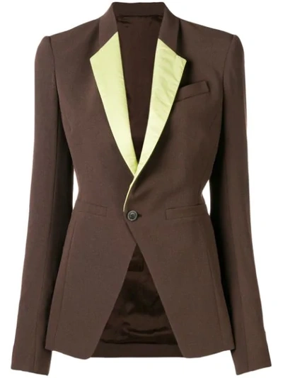 Shop Rick Owens Single Button Blazer In Brown