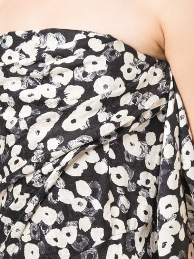 Shop Derek Lam Strapless Knotted Poppy Print Silk Jacquard Handkerchief Dress In Black