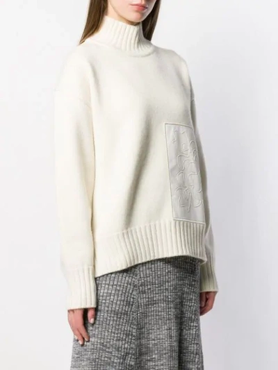 Shop Jil Sander Floral Patch Turtleneck Sweater In White