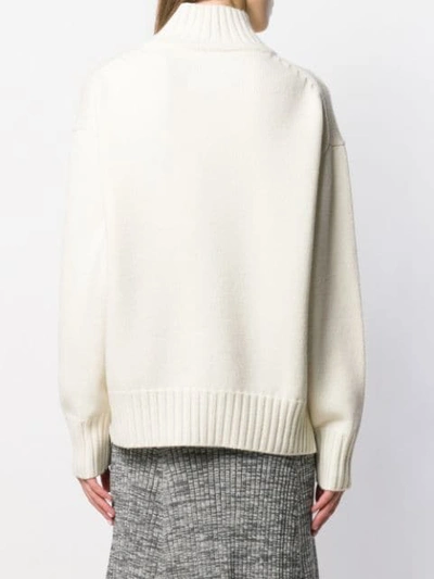 Shop Jil Sander Floral Patch Turtleneck Sweater In White