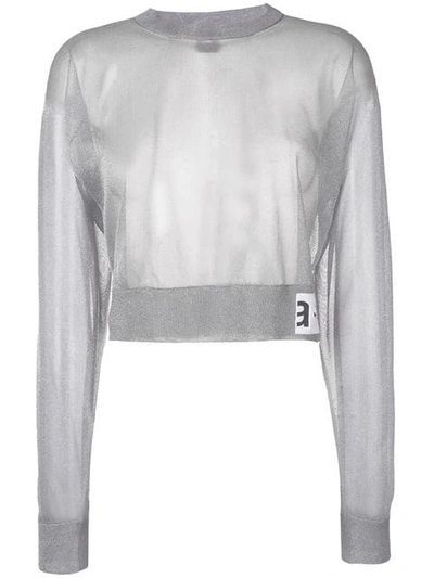 Shop Artica Arbox Cropped-pullover Mit Sheer-effekt In Grey