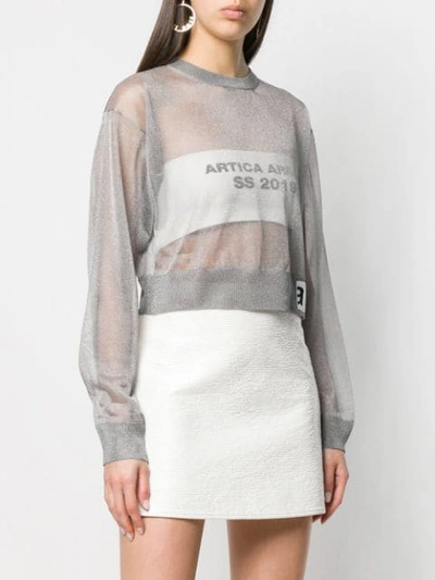 ARTICA ARBOX CROPPED SHEER SWEATER - 灰色