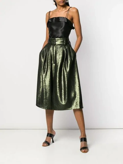 Shop Marc Jacobs Micro-sequin Culotte Trousers In Green