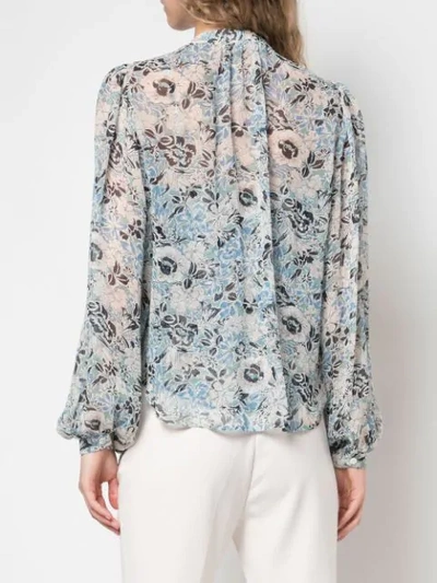 Shop Veronica Beard Floral Print Blouse In Blue