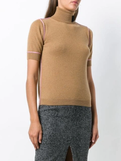 Shop Rochas Roll Neck Logo Sweater In Brown